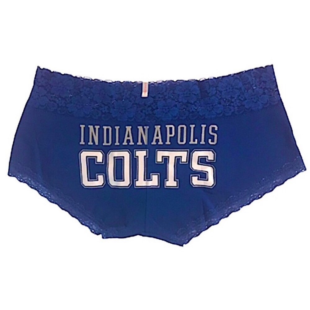 PINK Victoria’s Secret NFL Indianapolis Colts Low Rise Boyshort with Lace Trim - Picture 5 of 16